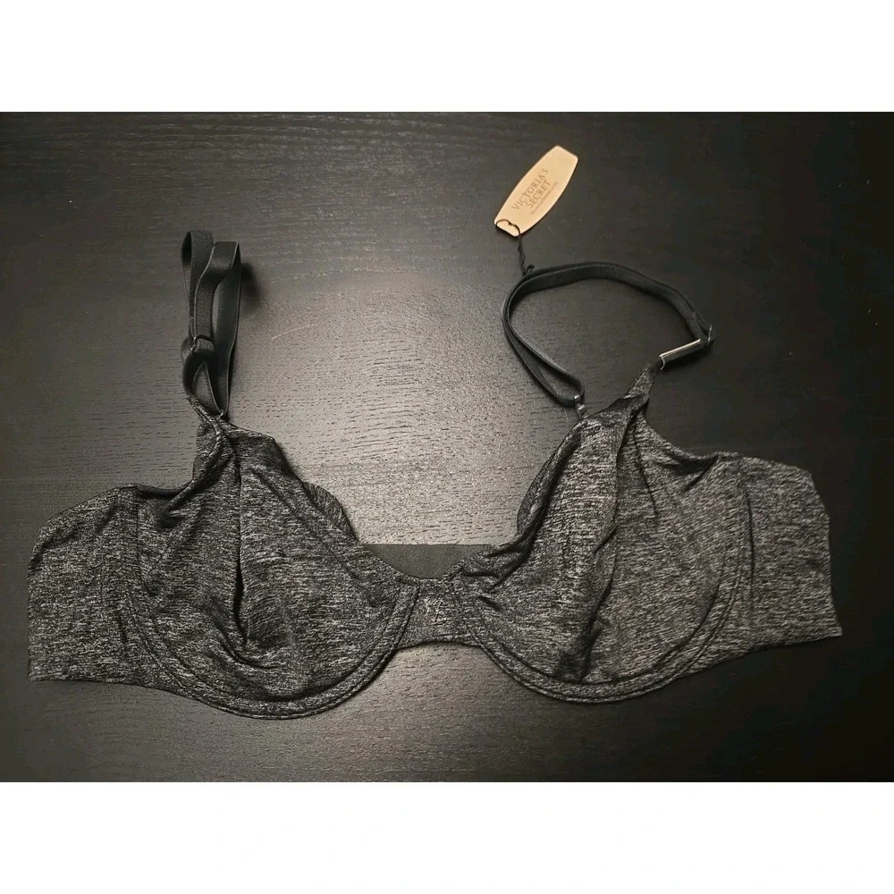 NWT Victoria's Secret 36B Unlined Semi Demi Bra Charcoal Heathered Gray